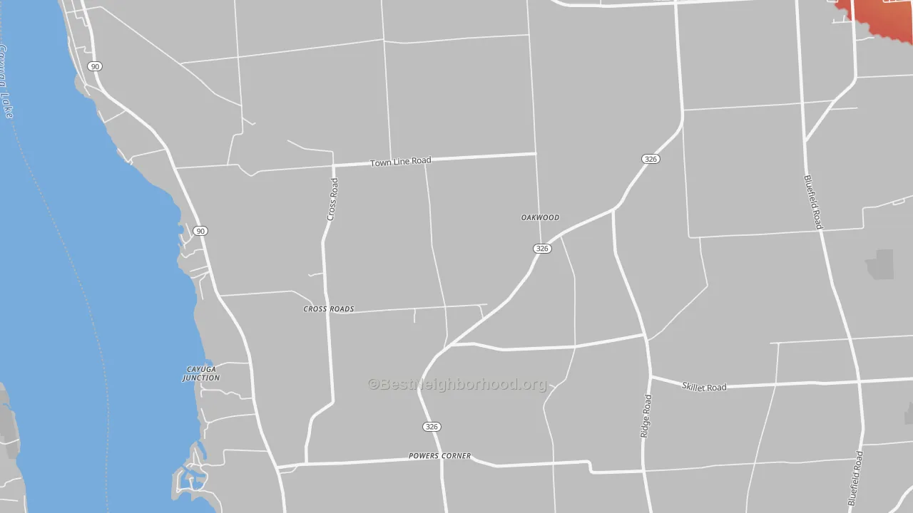 Transit Grade map of Oakwood, NY