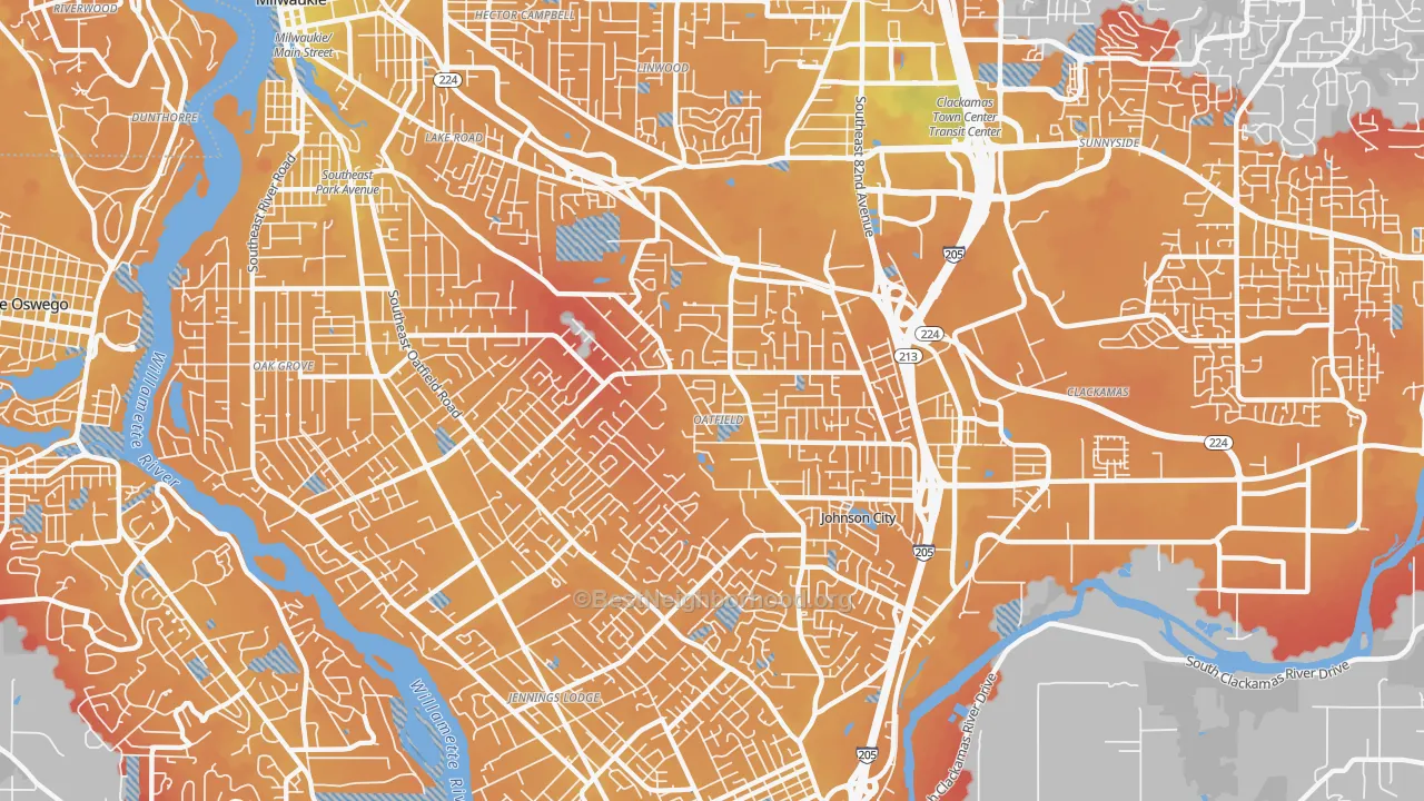 Transit Grade map of Oatfield, OR