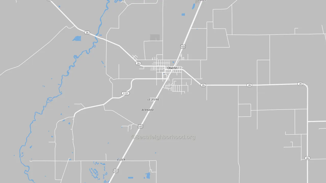 Transit Grade map of Oberlin, LA
