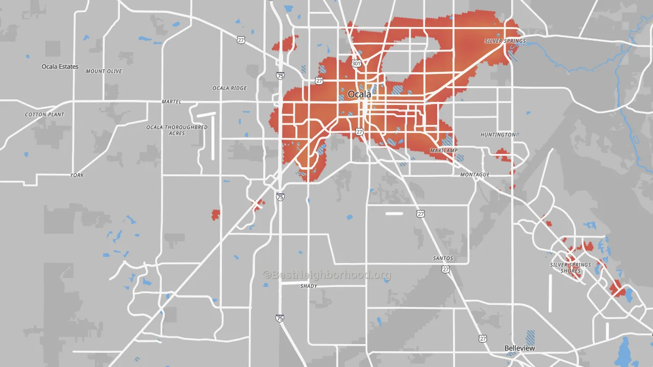 Transit Grade map of Ocala, FL