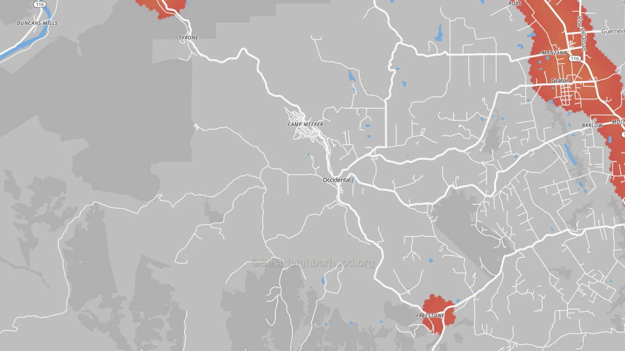 Transit Grade map of Occidental, CA