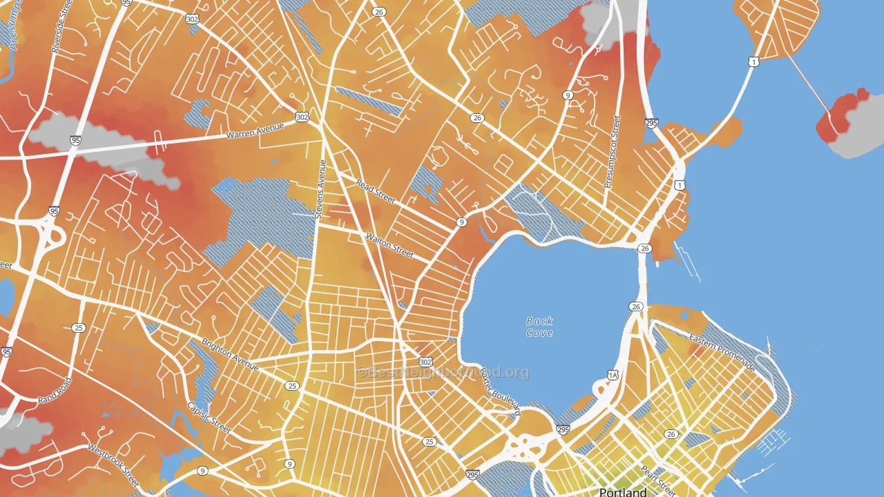 Transit Grade map of Ocean Avenue, Portland, ME