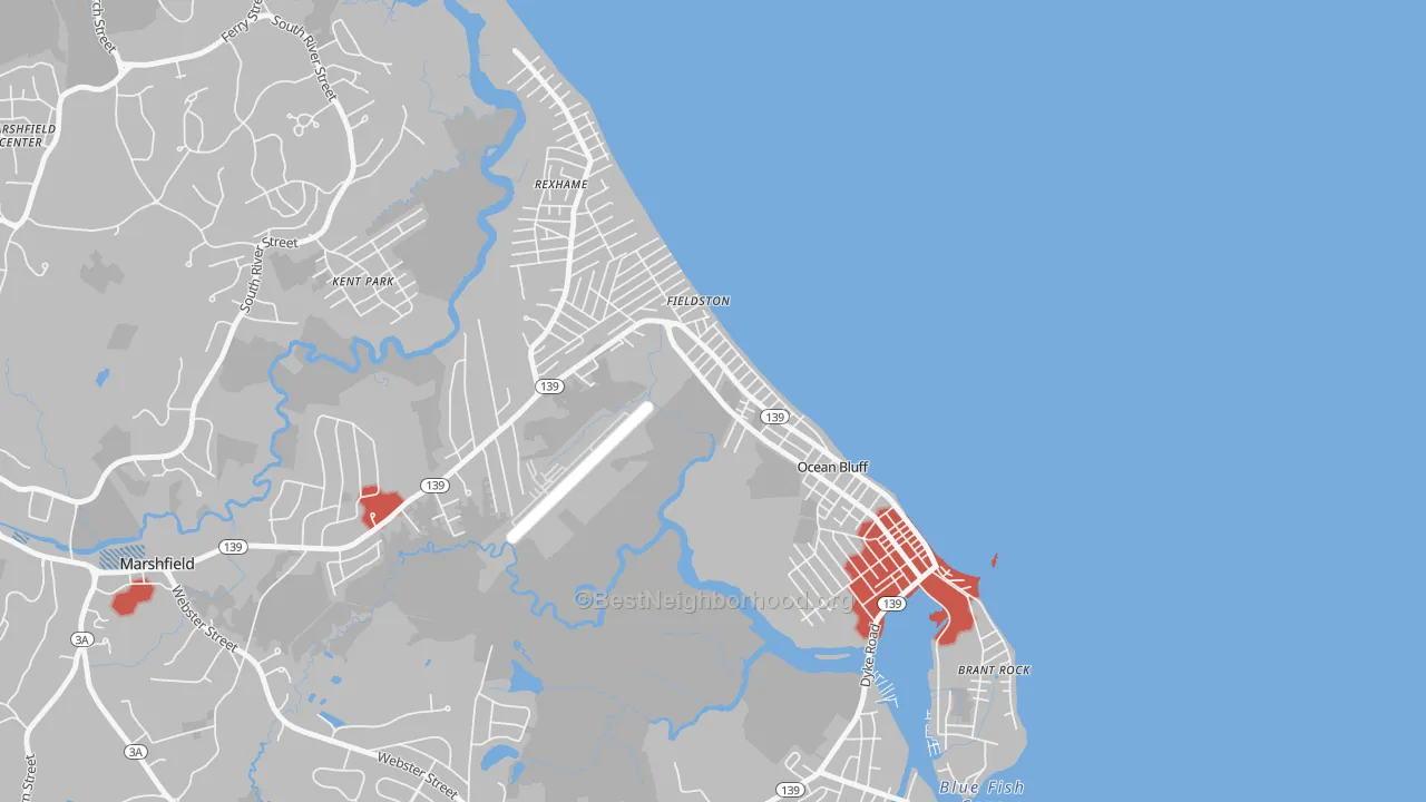 Transit Grade map of Ocean Bluff-Brant Rock, MA