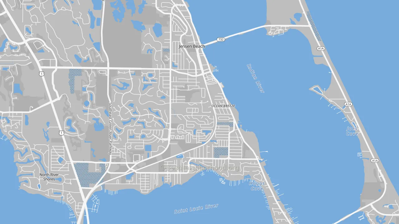 Transit Grade map of Ocean Breeze Park, FL