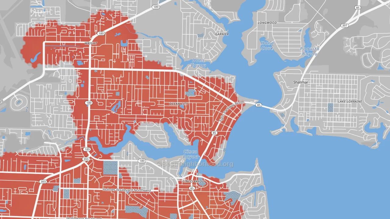 Transit Grade map of Ocean City, FL