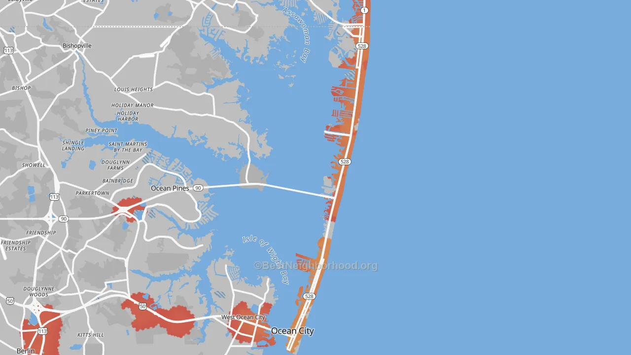 Transit Grade map of Ocean City, MD