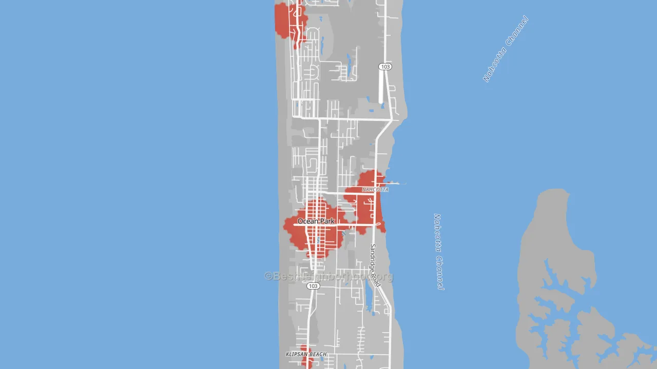 Transit Grade map of Ocean Park, WA