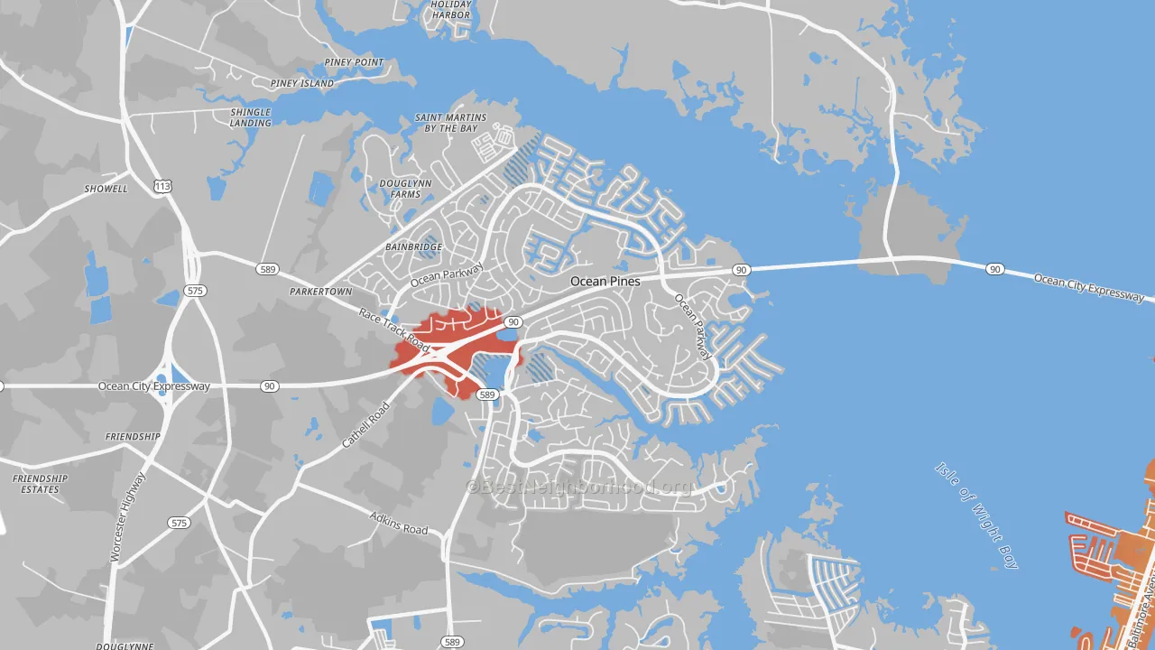 Transit Grade map of Ocean Pines, MD