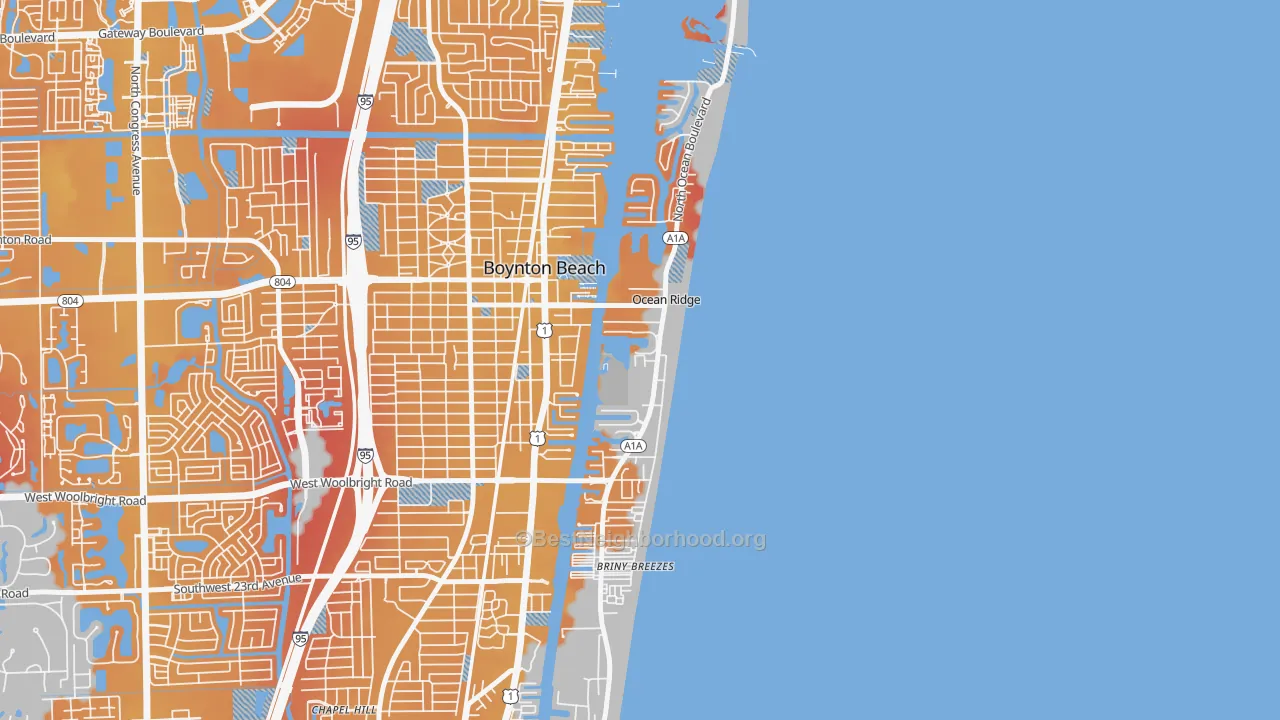 Transit Grade map of Ocean Ridge, FL