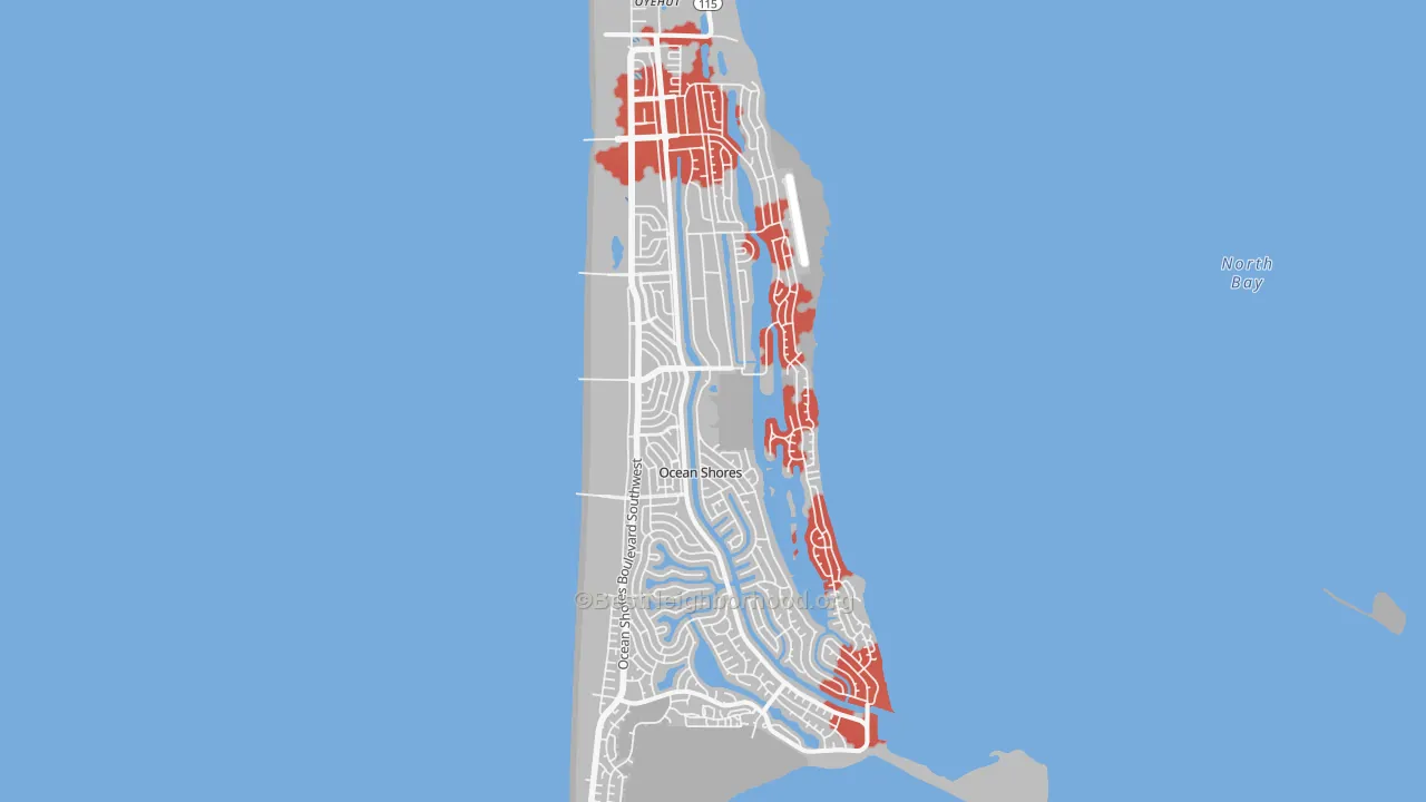 Transit Grade map of Ocean Shores, WA
