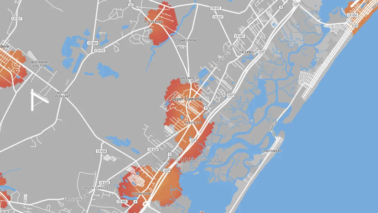 Transit Grade map of Ocean View, NJ
