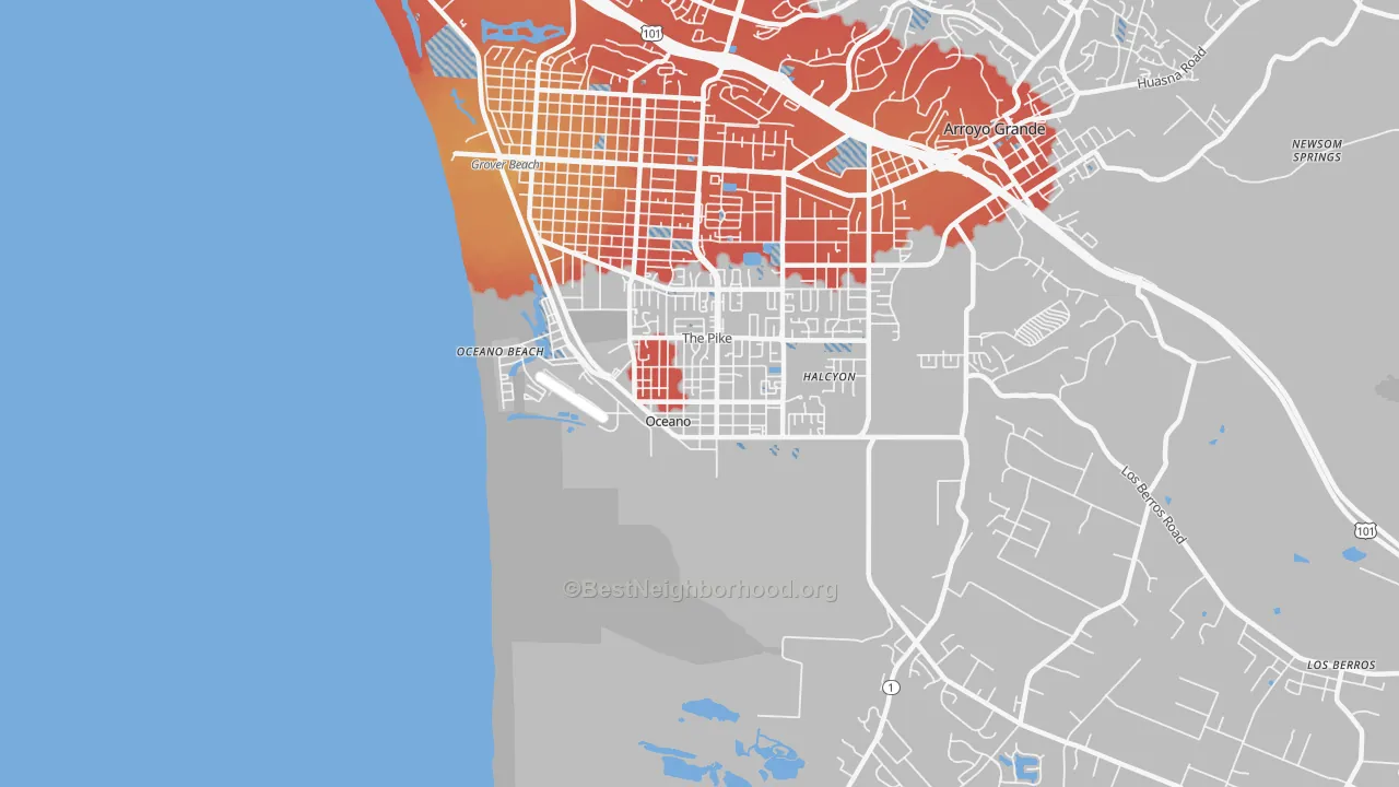 Transit Grade map of Oceano, CA