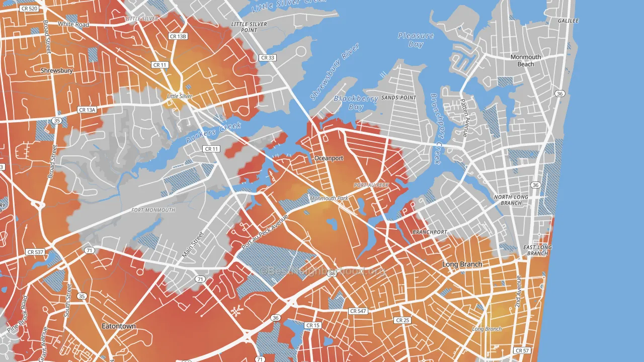 Transit Grade map of Oceanport, NJ