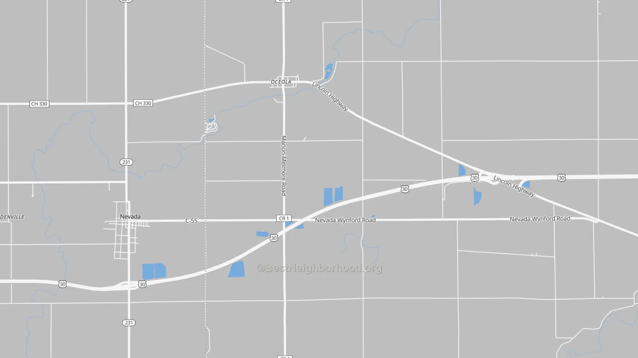 Transit Grade map of Oceola, OH