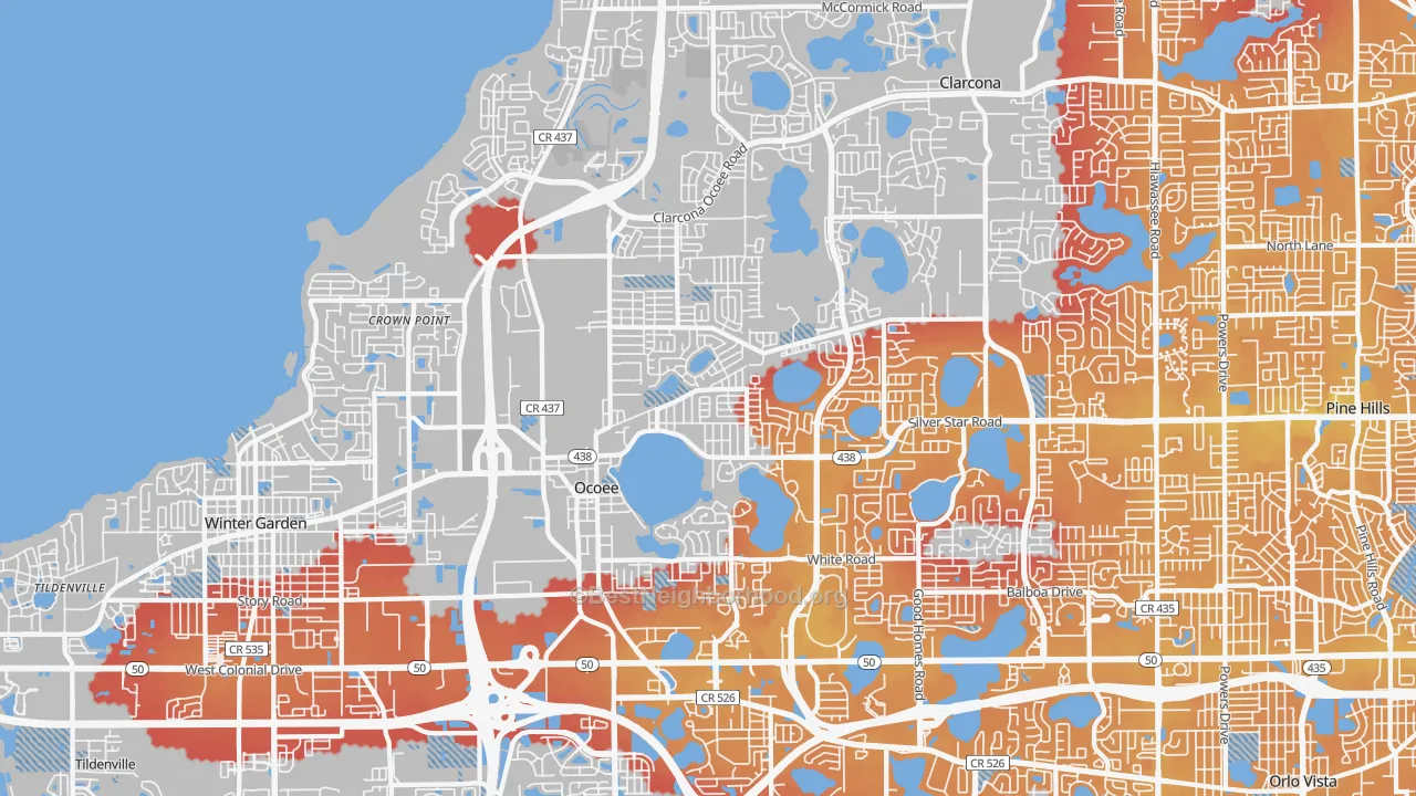 Transit Grade map of Ocoee, FL