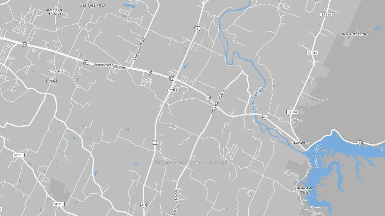 Transit Grade map of Ocoee, TN