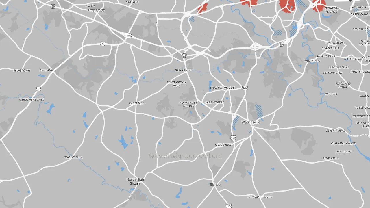 Transit Grade map of Oconee County, GA