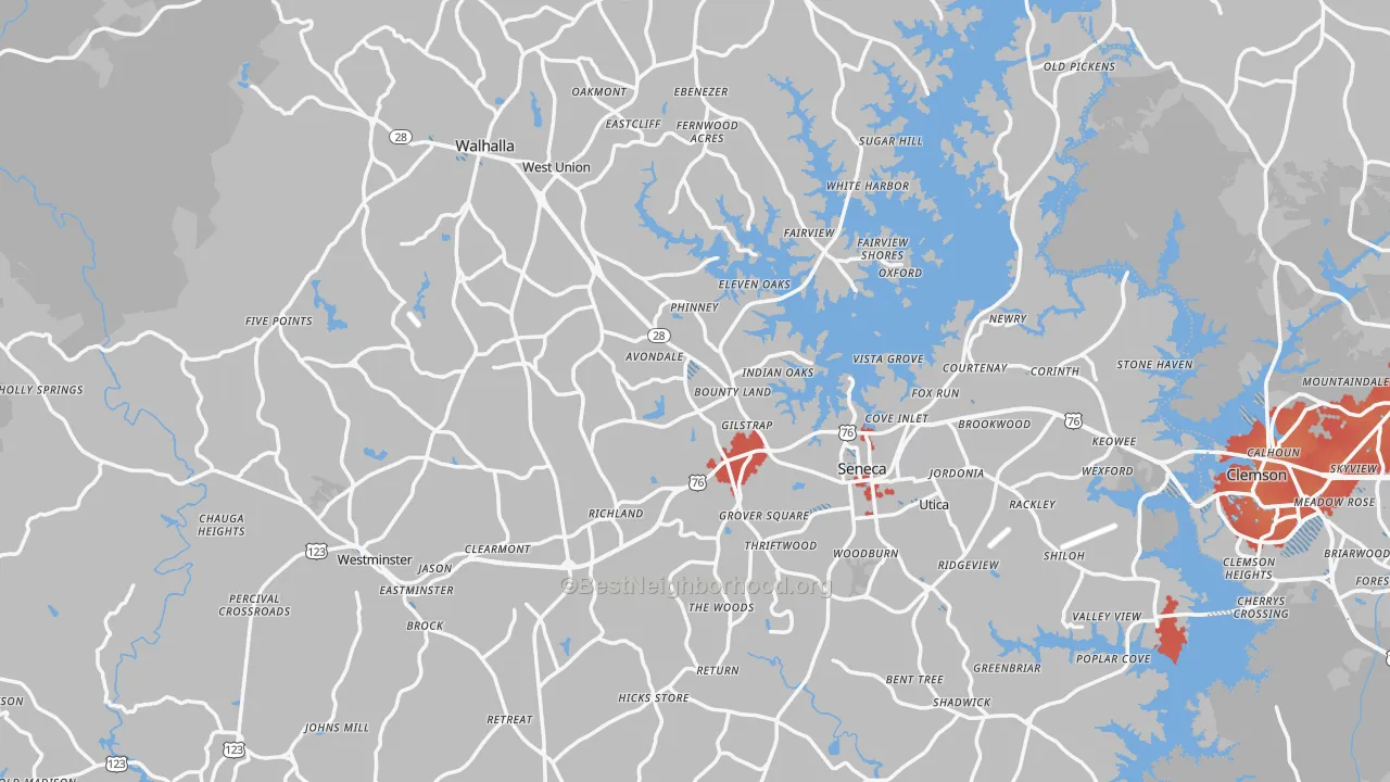 Transit Grade map of Oconee County, SC