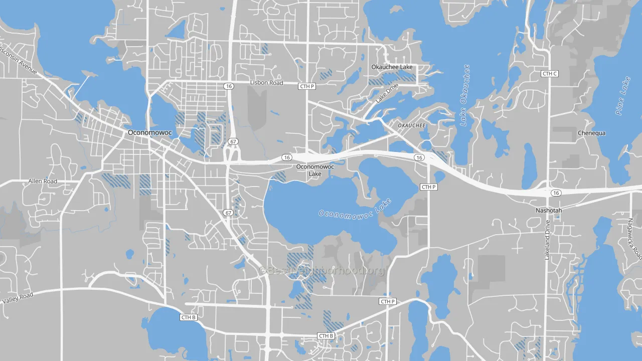 Transit Grade map of Oconomowoc Lake, WI