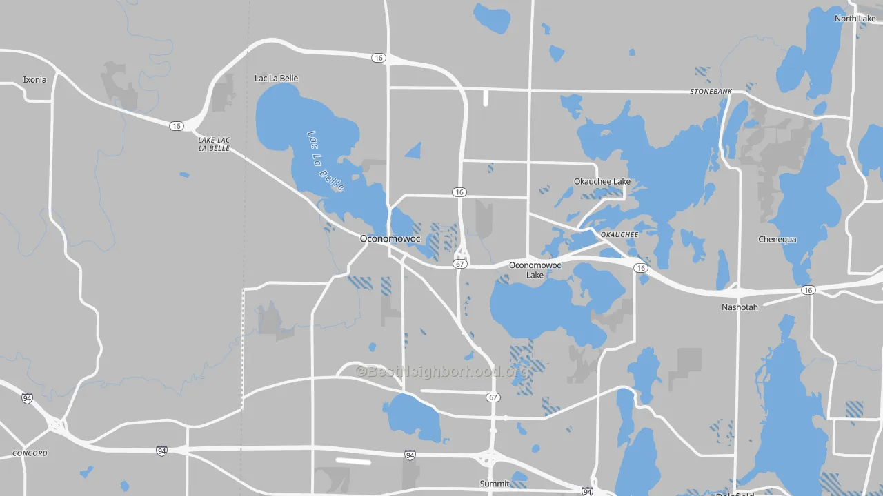 Transit Grade map of Oconomowoc, WI
