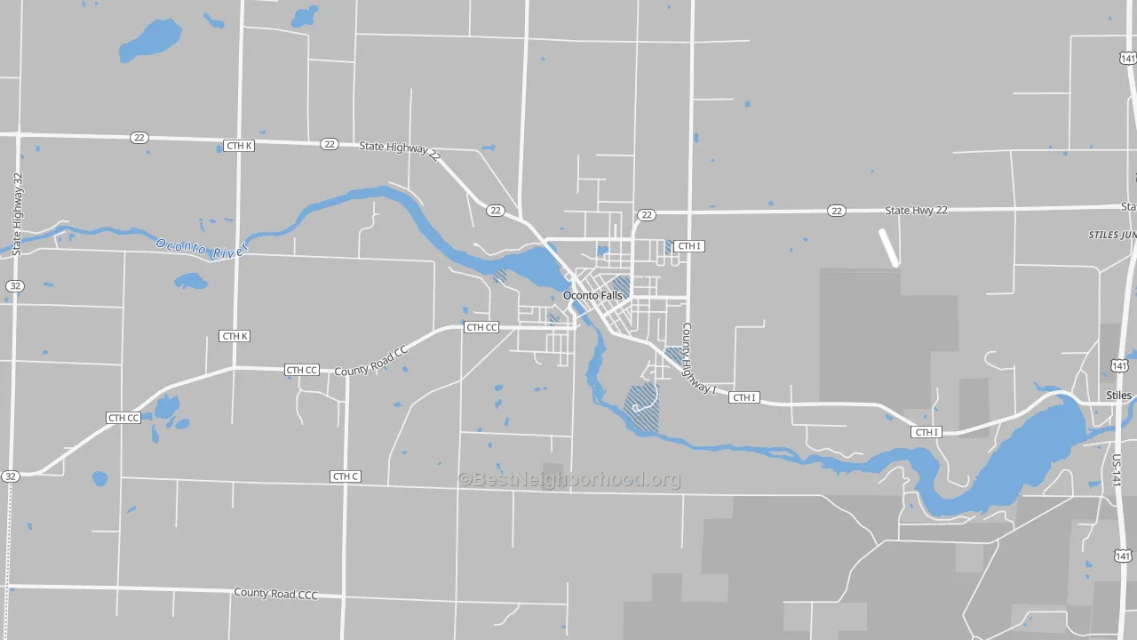Transit Grade map of Oconto Falls, WI