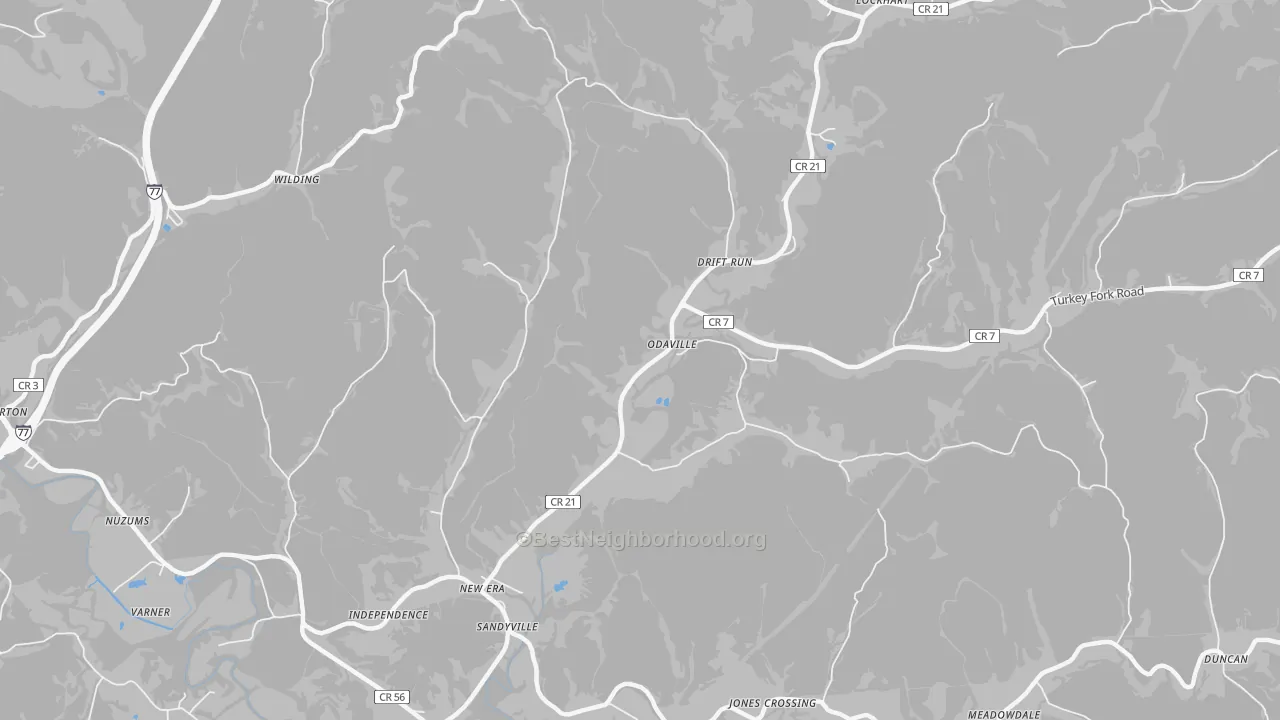 Transit Grade map of Odaville, WV