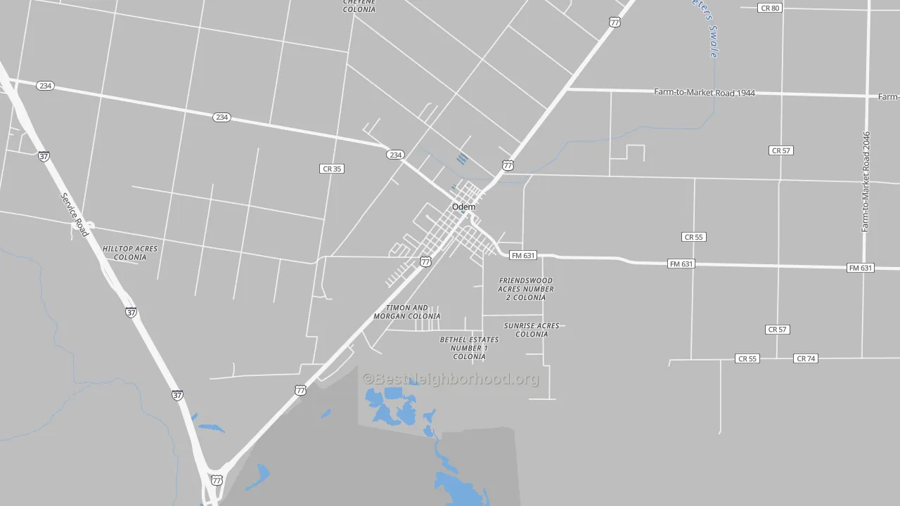 Transit Grade map of Odem, TX