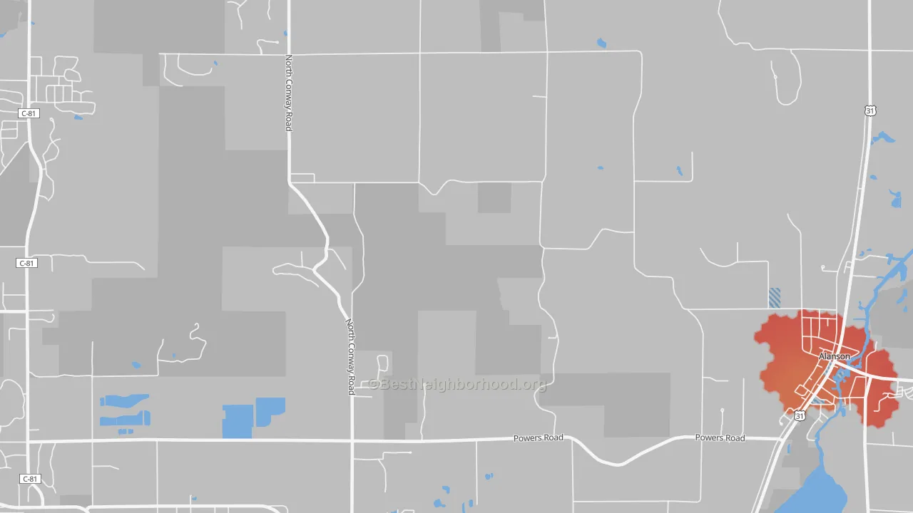 Transit Grade map of Oden, MI