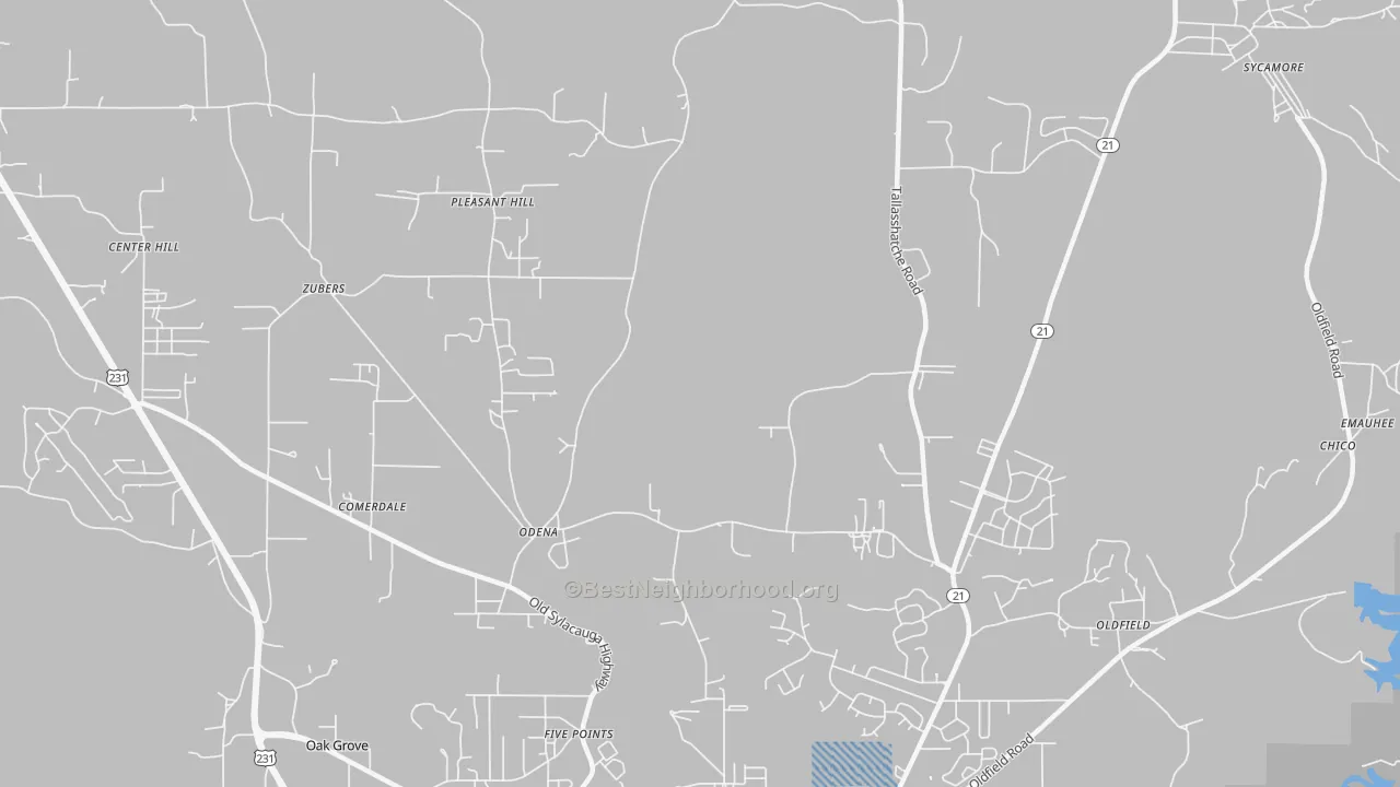 Transit Grade map of Odena, AL