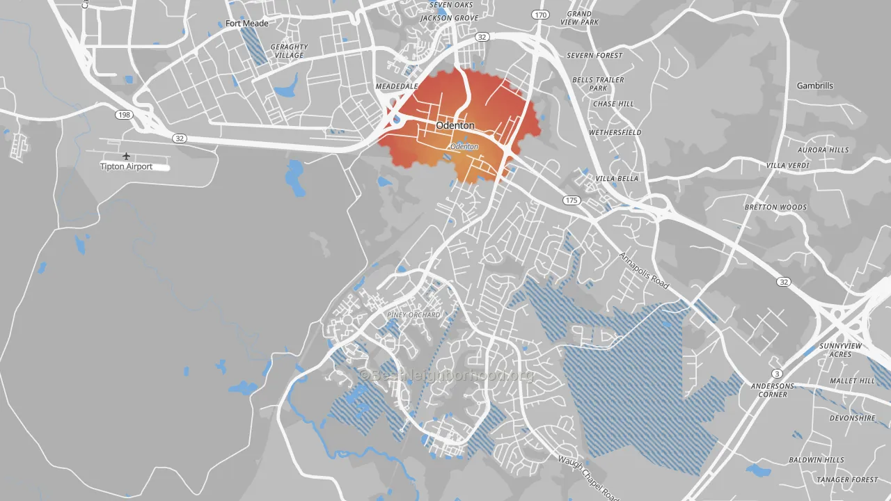 Transit Grade map of Odenton, MD