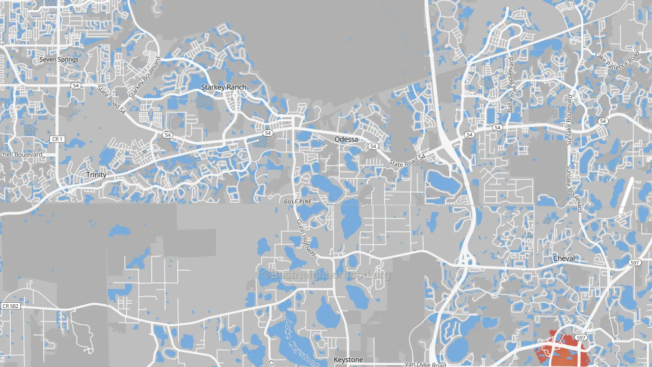 Transit Grade map of Odessa, FL