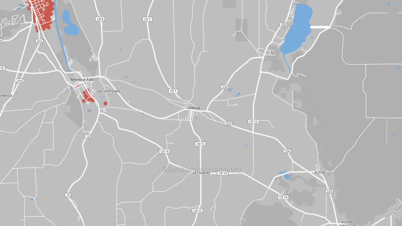 Transit Grade map of Odessa, NY