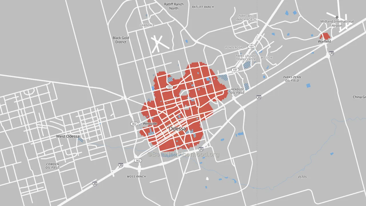 Transit Grade map of Odessa, TX