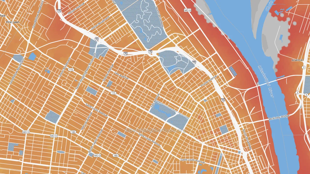 Transit Grade map of O'Fallon, St. Louis, MO