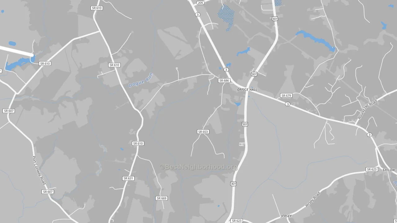 Transit Grade map of Office Hall, VA