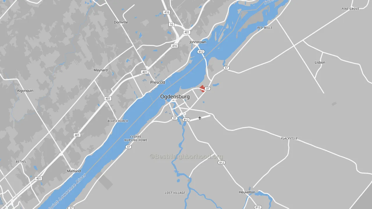 Transit Grade map of Ogdensburg, NY