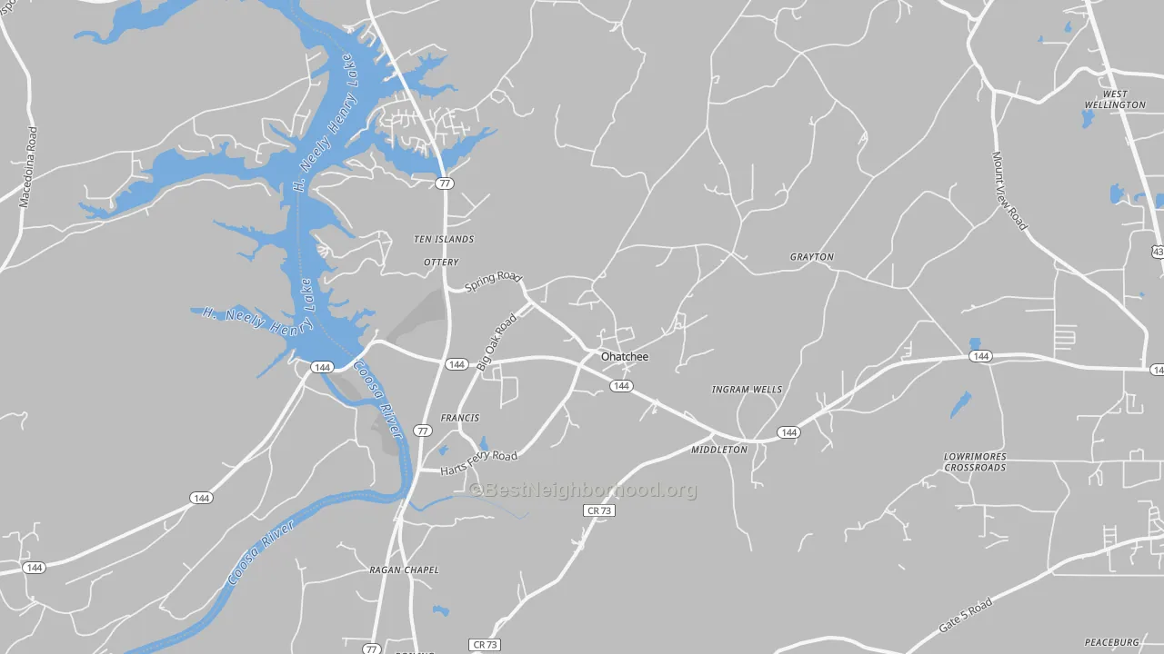 Transit Grade map of Ohatchee, AL
