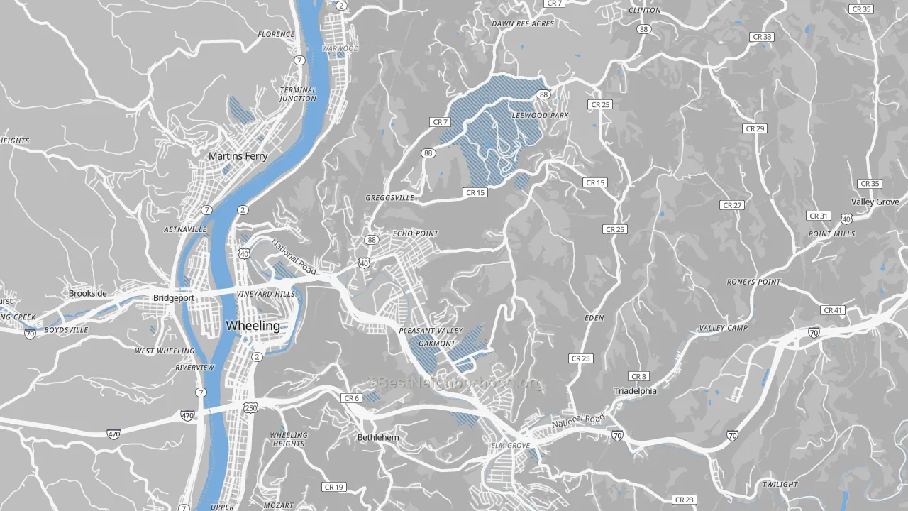 Transit Grade map of Ohio County, WV