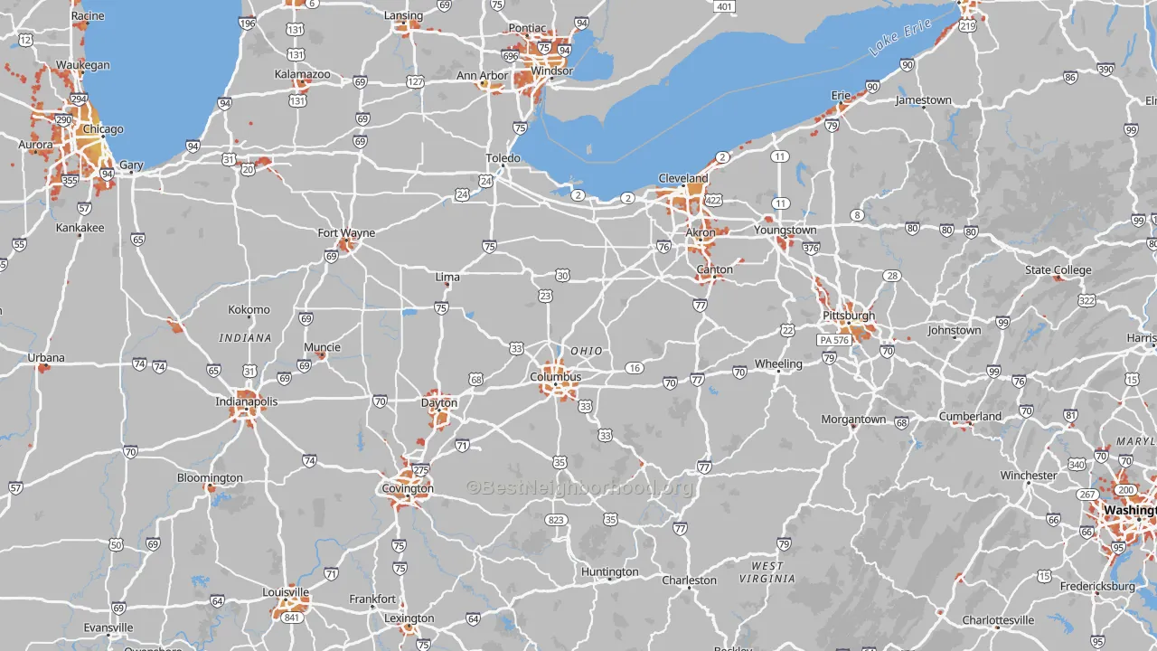 Transit Grade map of Ohio