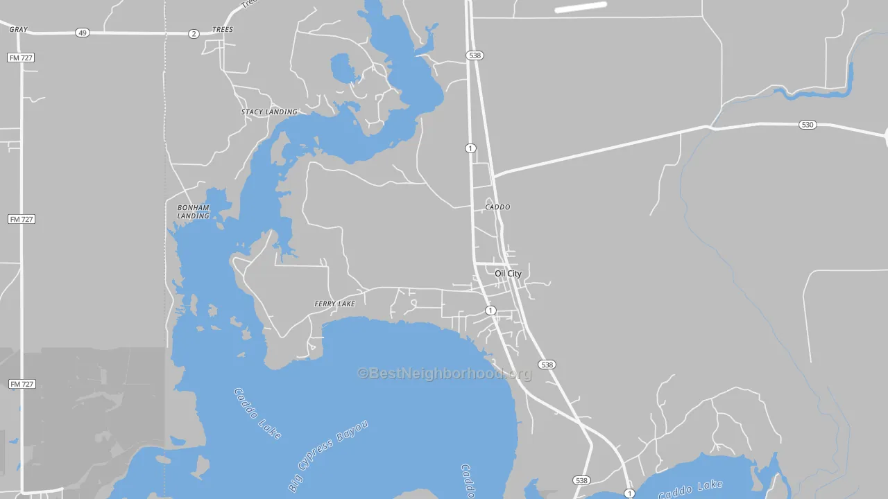 Transit Grade map of Oil City, LA