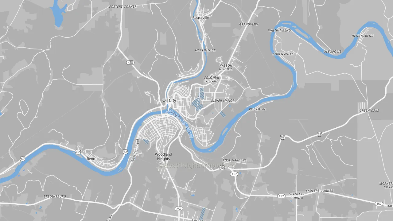 Transit Grade map of Oil City, PA