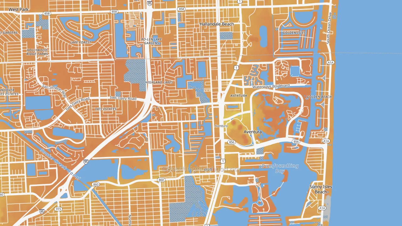 Transit Grade map of Ojus, FL