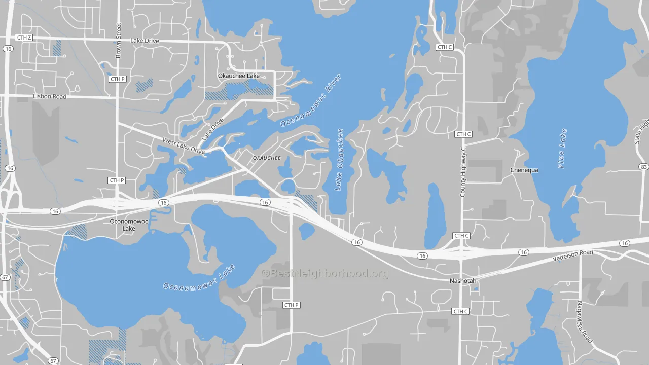 Transit Grade map of Okauchee Lake, WI