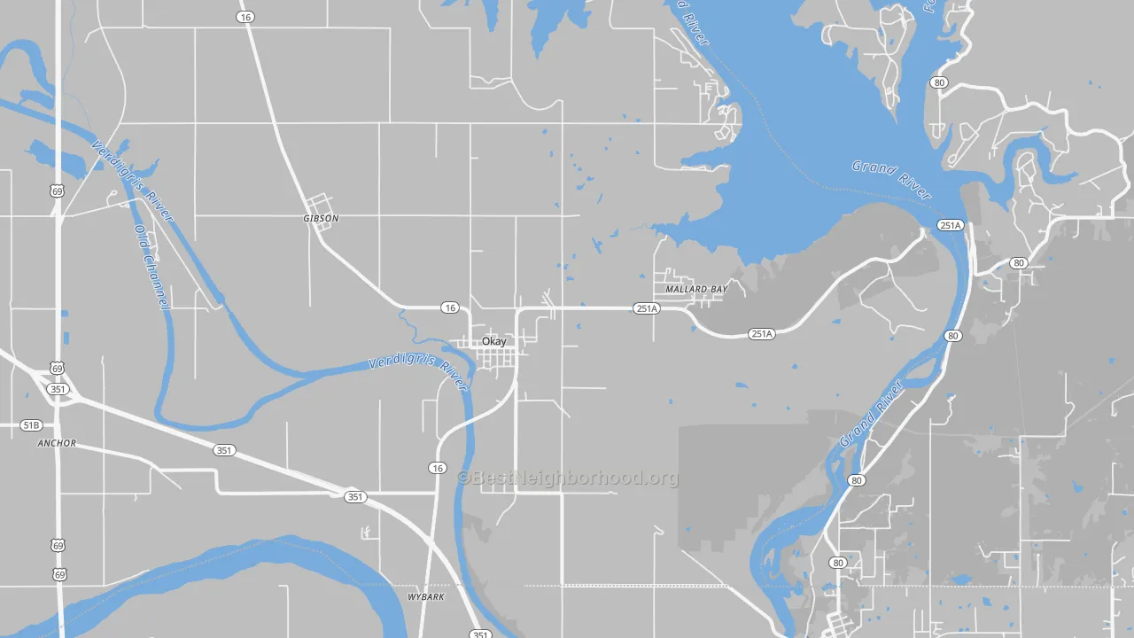 Transit Grade map of Okay, OK