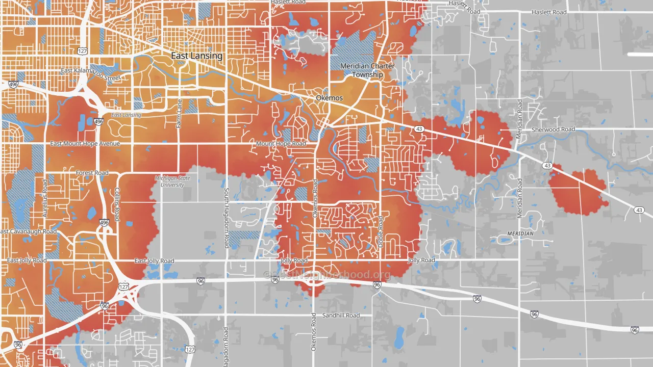 Transit Grade map of Okemos, MI
