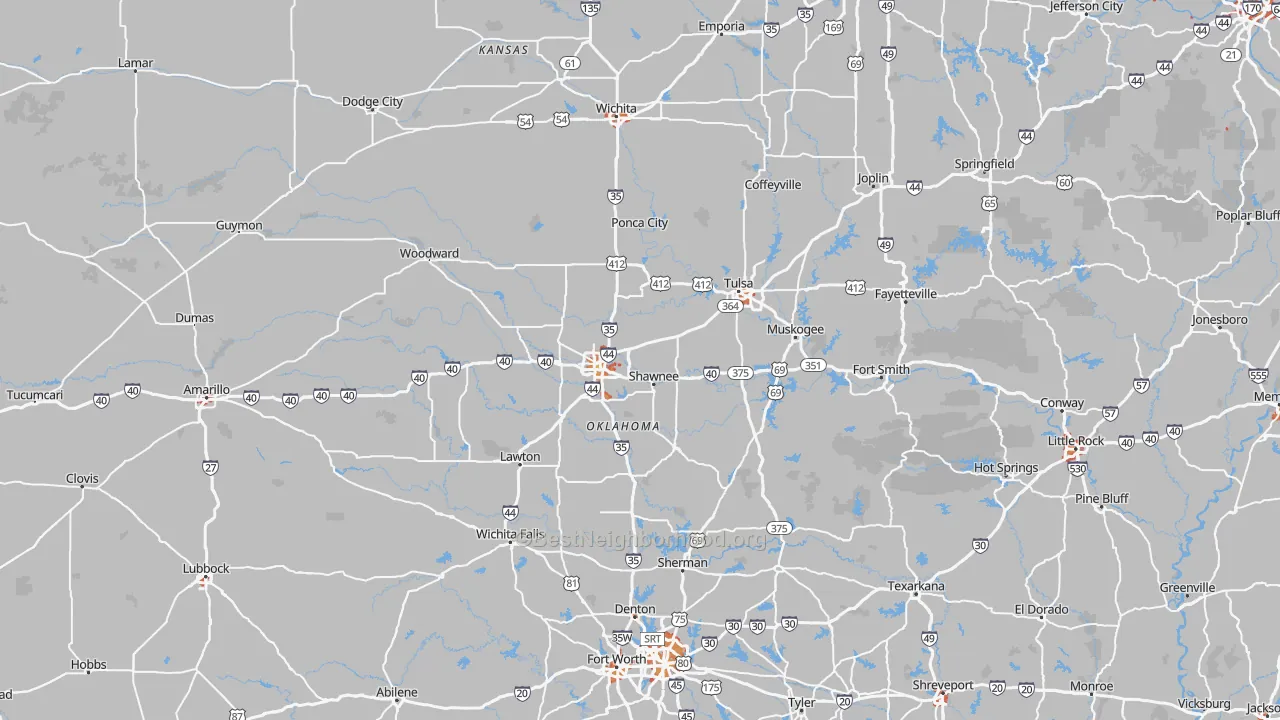 Transit Grade map of Oklahoma