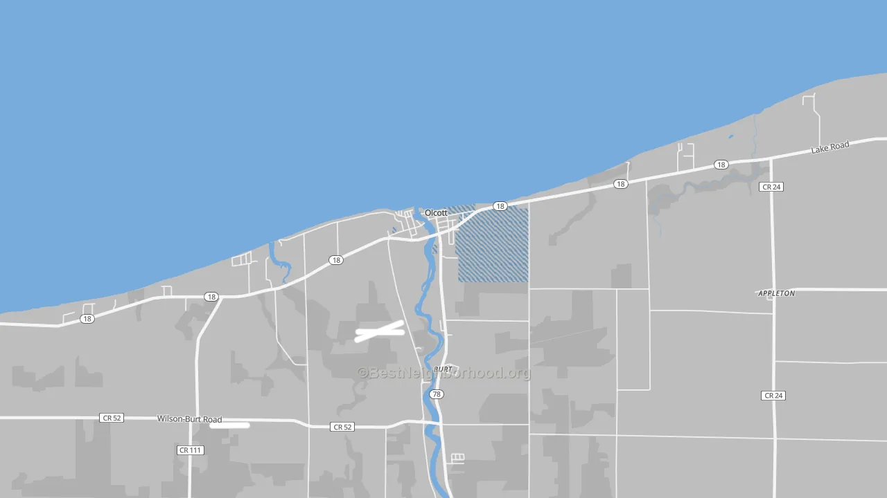 Transit Grade map of Olcott, NY