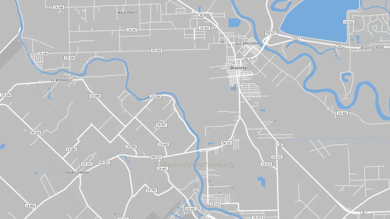Transit Grade map of Old Brazoria, TX