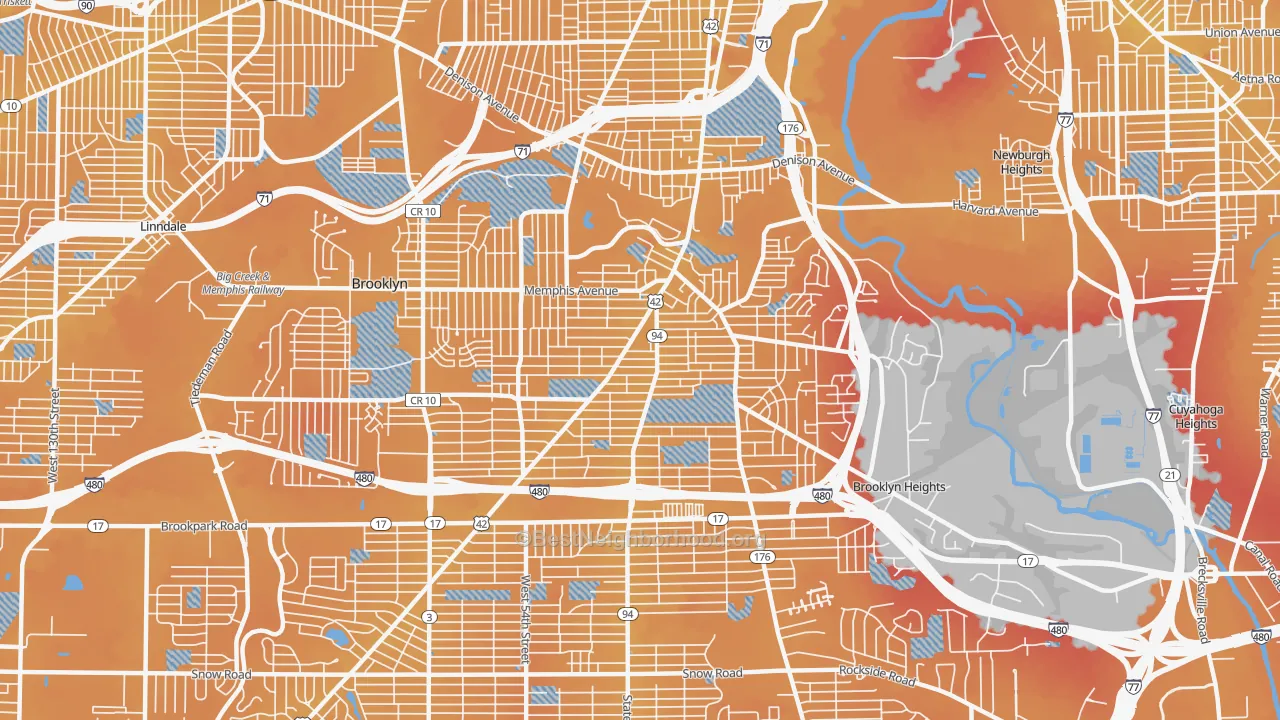 Transit Grade map of Old Brooklyn, Cleveland, OH