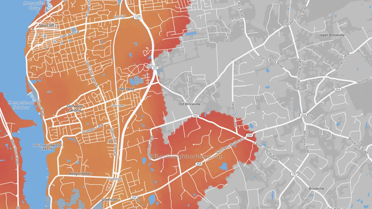 Transit Grade map of Old Brookville, NY